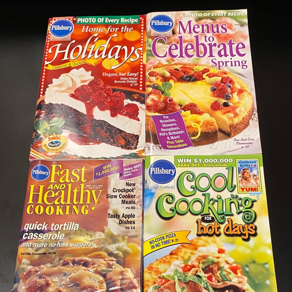 Four vintage Pillsbury cookbook magazines